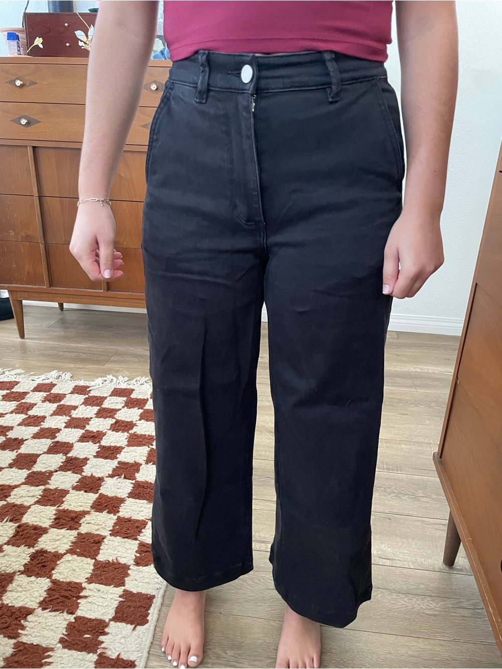 Everlane Black Wide Leg Cropped Pants